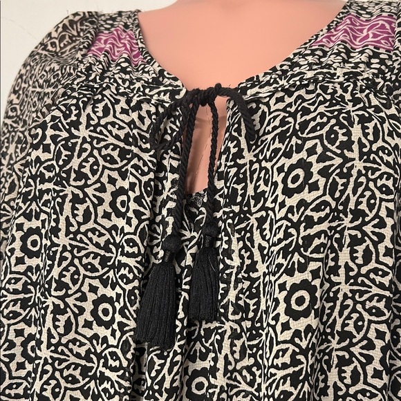 Free People Swing Dress Black Purple Midi Tassel Boho Peasant Hippie Small P - Picture 6 of 16